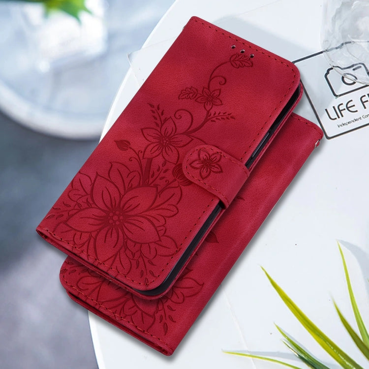 For Google Pixel 9 Lily Embossed Leather Phone Case(Red) - Google Cases by PMC TechLife | Online Shopping South Africa | PMC TechLife | Buy Now Pay Later Mobicred