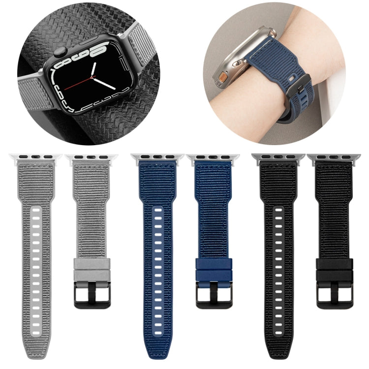 For Apple Watch Series 9 45mm Hybrid Braid Nylon Silicone Watch Band(Blue) - Watch Bands by PMC TechLife | Online Shopping South Africa | PMC TechLife