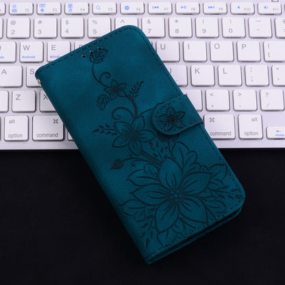 For iPhone SE 2024 Lily Embossed Leather Phone Case(Dark Blue) - More iPhone Cases by PMC Jewellery | Online Shopping South Africa | PMC Jewellery | Buy Now Pay Later Mobicred