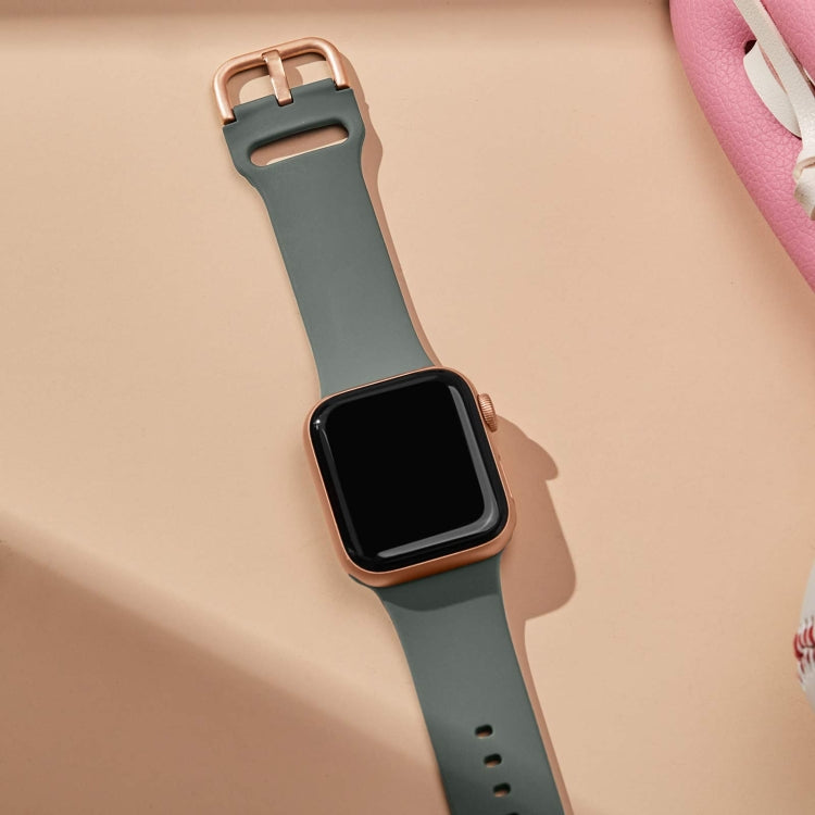For Apple Watch 38mm Pin Buckle Silicone Watch Band(Olive) - free shipping - PMC TechLife - Order now!