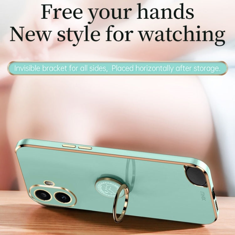 For Nothing CMF Phone 1 XINLI Straight Edge 6D Electroplate TPU Phone Case with Ring Holder(Mint Green) - More Brand by XINLI | Online Shopping South Africa | PMC Jewellery | Buy Now Pay Later Mobicred