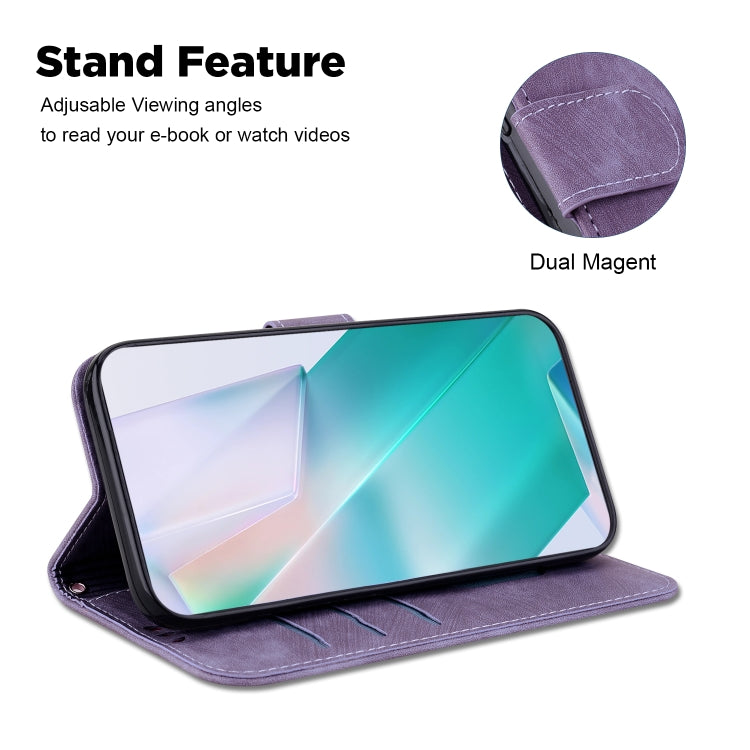 For iPhone 16e Little Tiger Embossed Leather Phone Case(Purple) - iPhone 16e Cases by PMC TechLife | Online Shopping South Africa | PMC TechLife | Buy Now Pay Later Mobicred