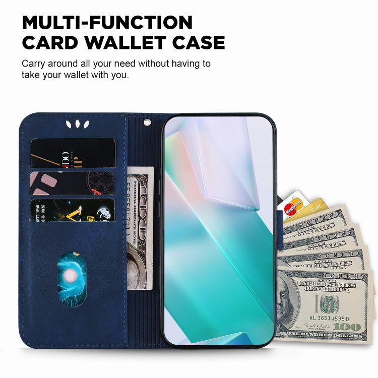 For iPhone 16e Little Tiger Embossed Leather Phone Case(Dark Blue) - iPhone 16e Cases by PMC TechLife | Online Shopping South Africa | PMC TechLife | Buy Now Pay Later Mobicred