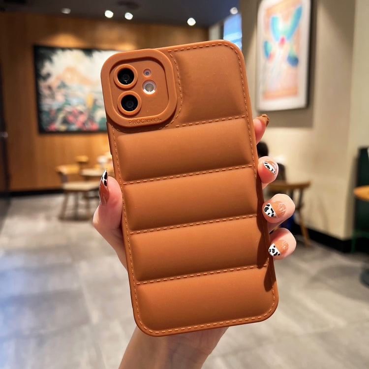 For iPhone 11 Eiderdown Airbag Frosted TPU Phone Case(Brown) - iPhone 11 Cases by PMC TechLife | Online Shopping South Africa | PMC TechLife