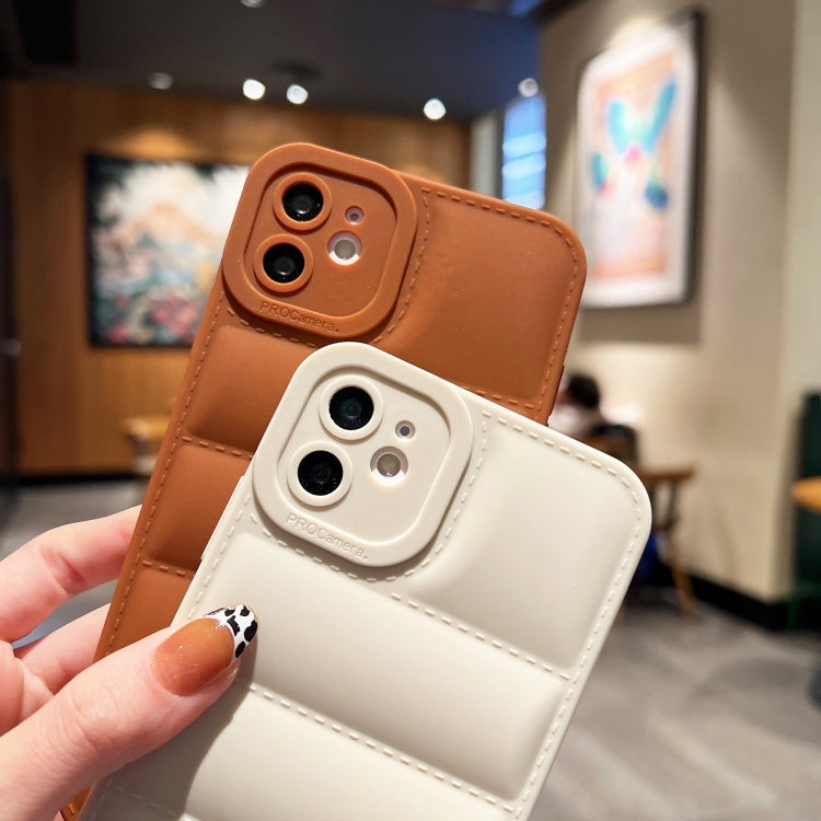 For iPhone 11 Eiderdown Airbag Frosted TPU Phone Case(Brown) - iPhone 11 Cases by PMC TechLife | Online Shopping South Africa | PMC TechLife