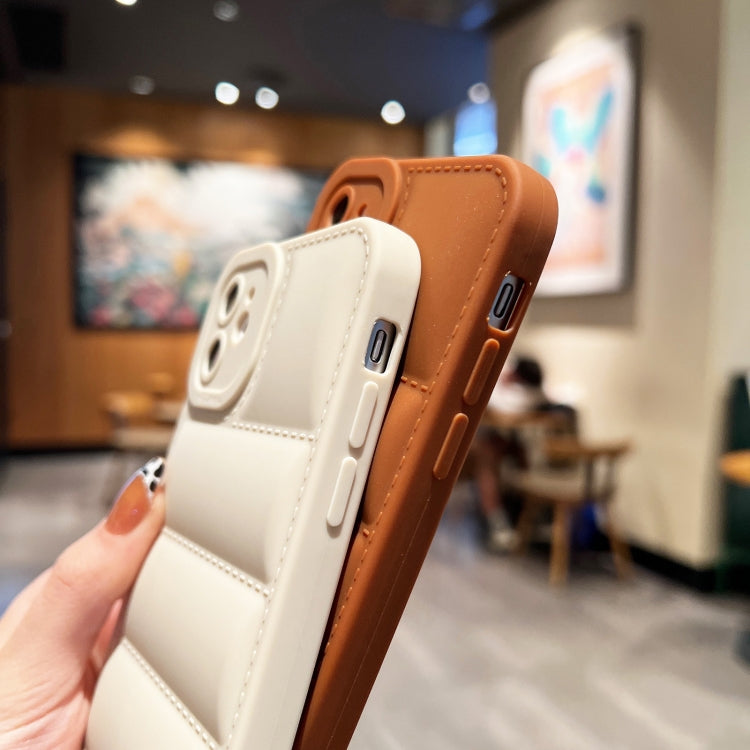 For iPhone 11 Eiderdown Airbag Frosted TPU Phone Case(Brown) - iPhone 11 Cases by PMC TechLife | Online Shopping South Africa | PMC TechLife