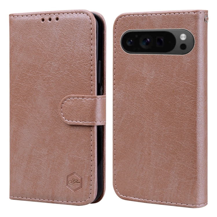 For Google Pixel 9 Skin Feeling Oil Leather Texture PU + TPU Phone Case(Champagne) - Google Cases by PMC Jewellery | Online Shopping South Africa | PMC Jewellery | Buy Now Pay Later Mobicred