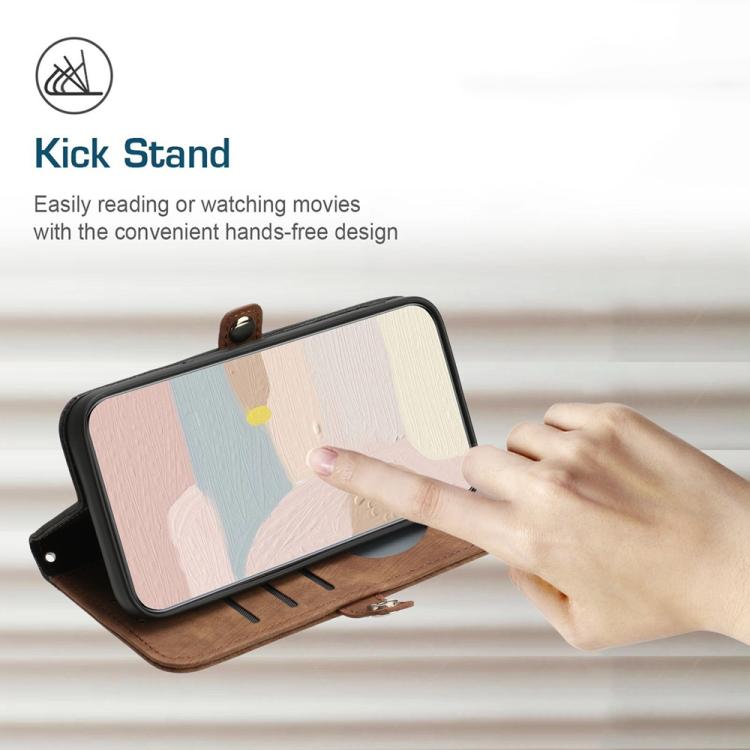 For iPhone 17 Pro Side Buckle Double Fold Hand Strap Leather Phone Case(Brown) - free shipping - PMc TechLife - Order now!