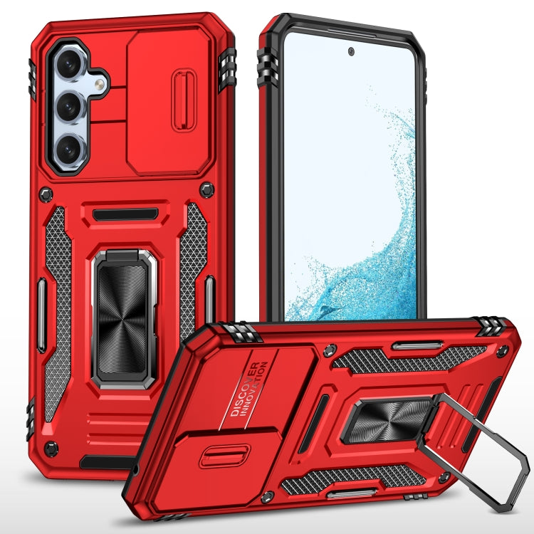 For Samsung Galaxy A54 Armor PC + TPU Camera Shield Phone Case(Red) - Galaxy Phone Cases by PMC TechLife | Online Shopping South Africa | PMC TechLife