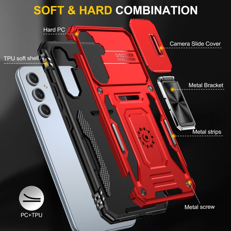 For Samsung Galaxy A54 Armor PC + TPU Camera Shield Phone Case(Red) - Galaxy Phone Cases by PMC TechLife | Online Shopping South Africa | PMC TechLife