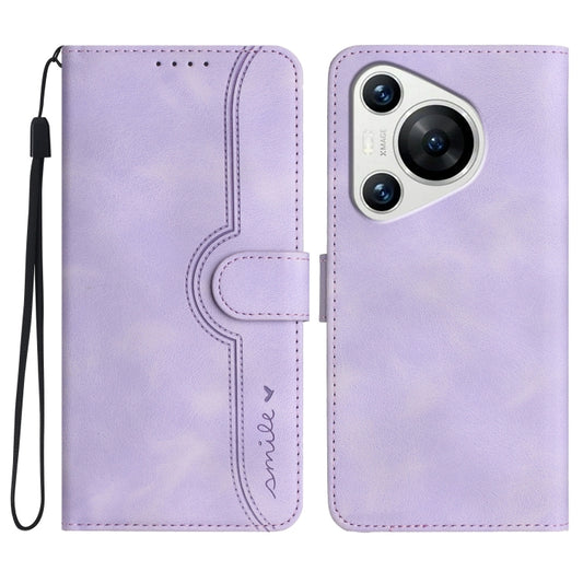 For Huawei Pura 70 Heart Pattern Skin Feel Leather Phone Case(Purple) - Huawei Cases by PMC Jewellery | Online Shopping South Africa | PMC Jewellery | Buy Now Pay Later Mobicred