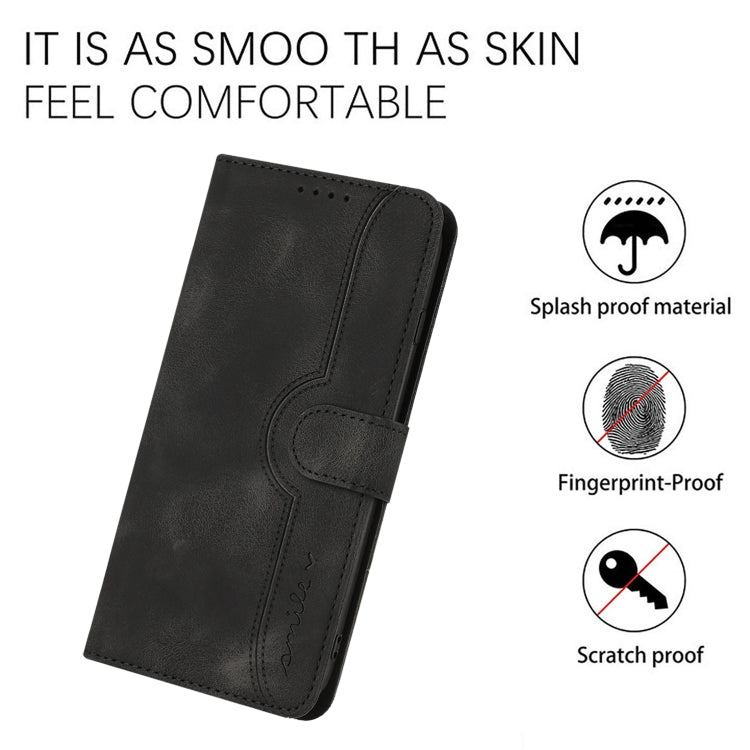 For iPhone 16e Heart Pattern Skin Feel Leather Phone Case(Black) - iPhone 16e Cases by PMC TechLife | Online Shopping South Africa | PMC TechLife | Buy Now Pay Later Mobicred