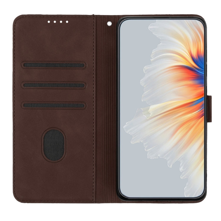 For Motorola Edge 5G 2024 Heart Pattern Skin Feel Leather Phone Case(Brown) - Motorola Cases by PMC Jewellery | Online Shopping South Africa | PMC Jewellery | Buy Now Pay Later Mobicred