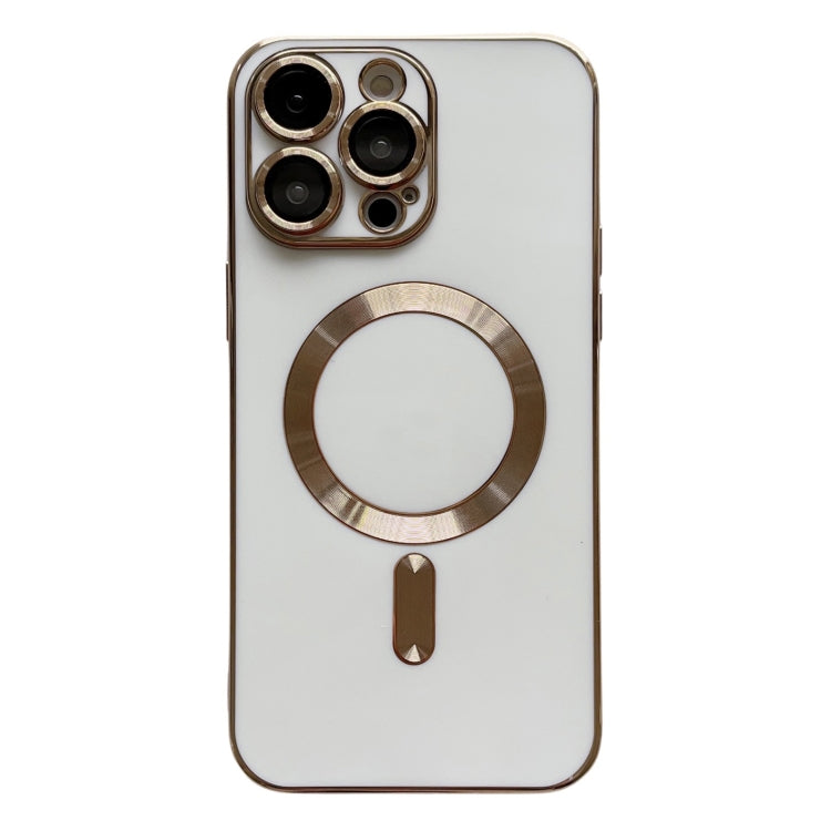 For iPhone 12 Pro Max Magsafe Plating TPU Phone Case with Lens Film(White) - iPhone 12 Pro Max Cases by PMC Jewellery | Online Shopping South Africa | PMC Jewellery