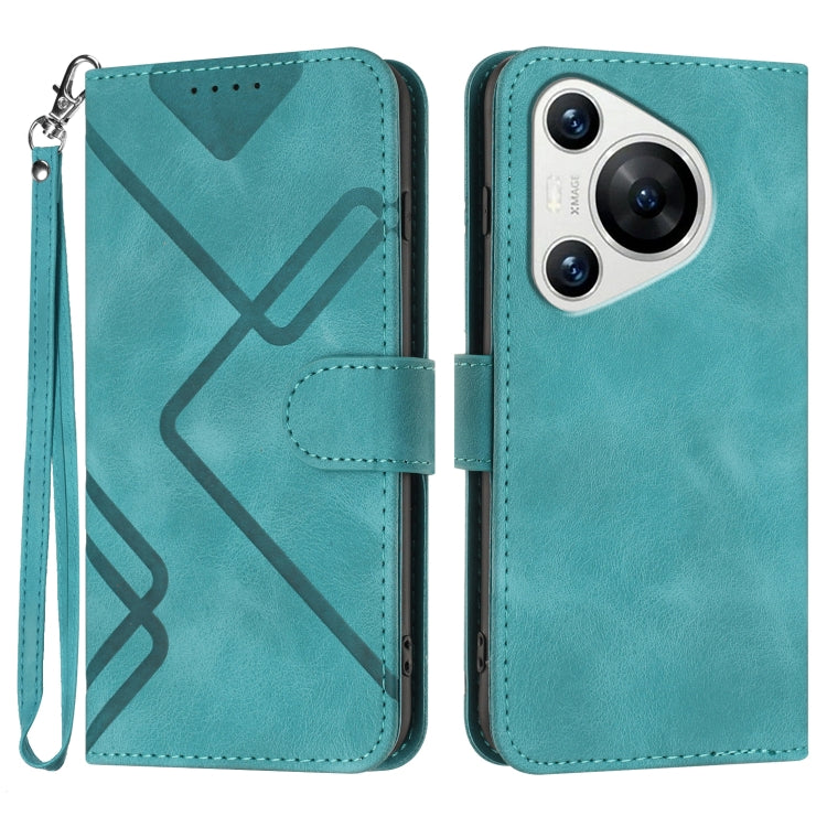 For Huawei Pura 70 Line Pattern Skin Feel Leather Phone Case(Light Blue) - Huawei Cases by PMC Jewellery | Online Shopping South Africa | PMC Jewellery | Buy Now Pay Later Mobicred