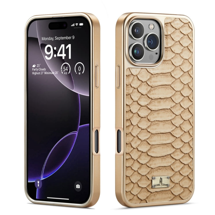 For iPhone 16 Pro Max Fierre Shann Python Texture Electroplating PU Phone Case(White) - iPhone 16 Pro Max Cases by FIERRE SHANN | Online Shopping South Africa | PMC Jewellery | Buy Now Pay Later Mobicred