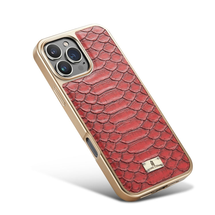 For iPhone 16 Pro Max Fierre Shann Python Texture Electroplating PU Phone Case(Red) - free shipping - PMC Jewellery - Order now!