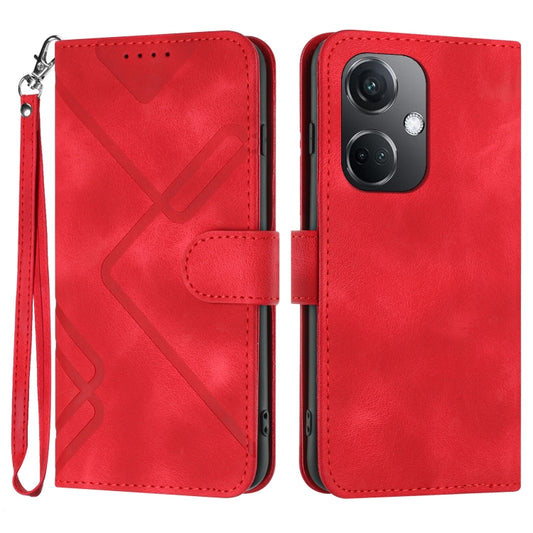 For OPPO K11 Line Pattern Skin Feel Leather Phone Case(Red) - OPPO Cases by PMC Jewellery | Online Shopping South Africa | PMC Jewellery | Buy Now Pay Later Mobicred