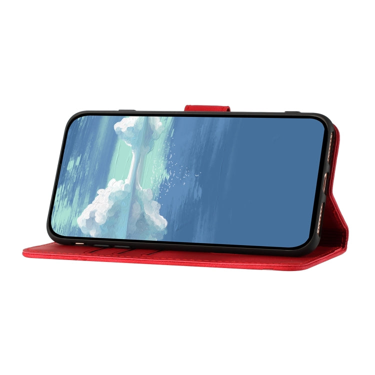 For iPhone 16e Line Pattern Skin Feel Leather Phone Case(Red) - iPhone 16e Cases by PMC TechLife | Online Shopping South Africa | PMC TechLife | Buy Now Pay Later Mobicred