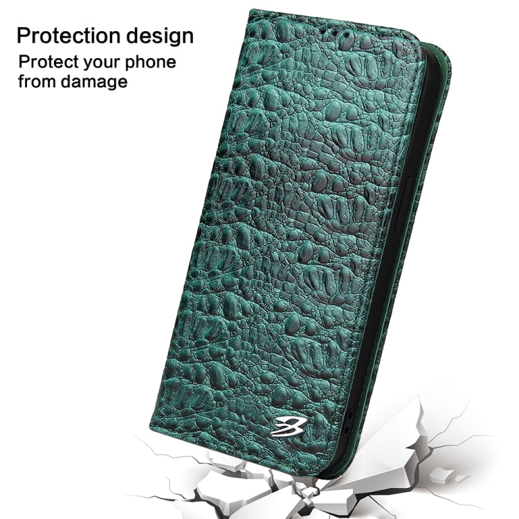 For iPhone 16 Fierre Shann Crocodile Texture Magnetic Genuine Leather Phone Case(Green) - free shipping - PMC Jewellery - Order now!