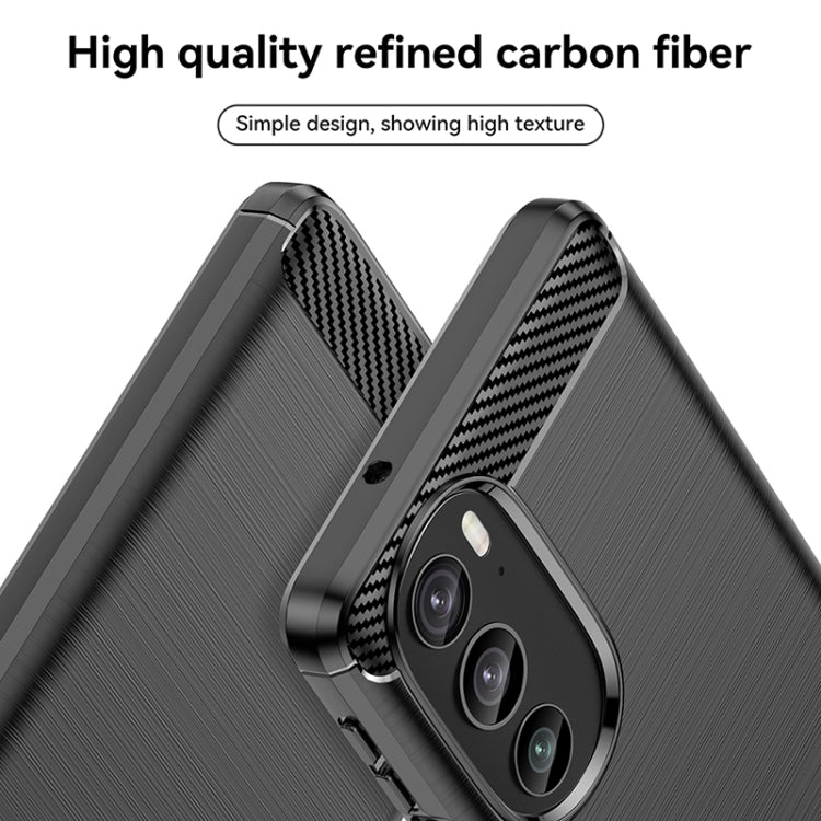 For Motorola Edge+ 2022 Brushed Texture Carbon Fiber TPU Phone Case(Black) - Motorola Cases by PMC Jewellery | Online Shopping South Africa | PMC Jewellery | Buy Now Pay Later Mobicred