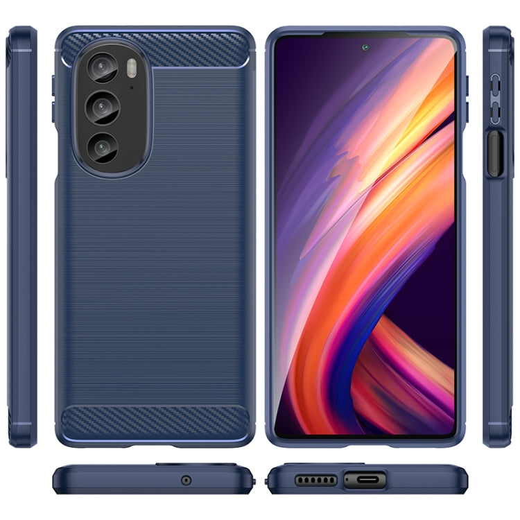 For Motorola Edge+ 2022 Brushed Texture Carbon Fiber TPU Phone Case(Blue) - Motorola Cases by PMC TechLife | Online Shopping South Africa | PMC TechLife | Buy Now Pay Later Mobicred