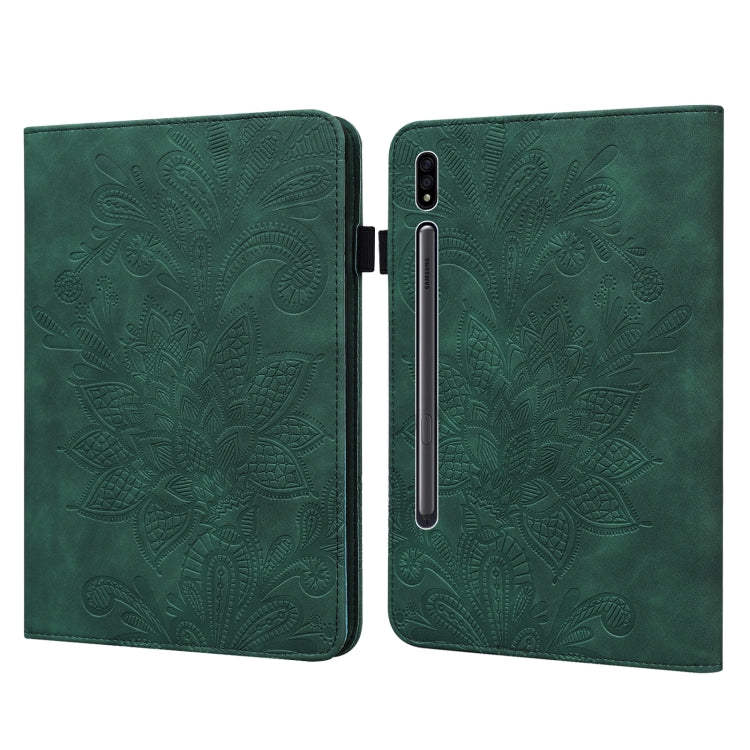 For Samsung Galaxy Tab S9 Lace Flower Embossing Pattern Leather Tablet Case(Green) - free shipping - PMC Jewellery - Order now!