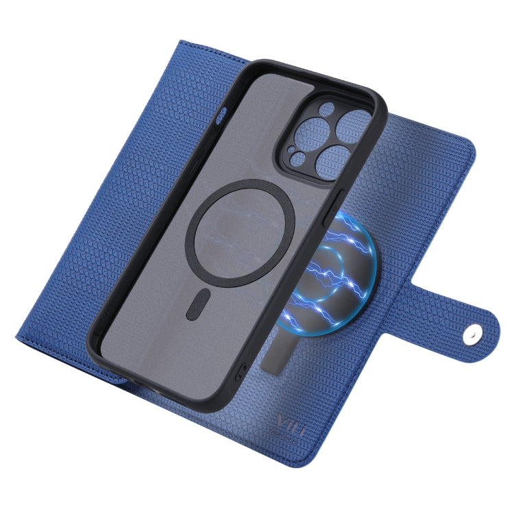 For iPhone 13 ViLi GHB Series MagSafe Magnetic Zipper Leather Phone Case(Blue) - free shipping - PMC Jewellery - Order now!