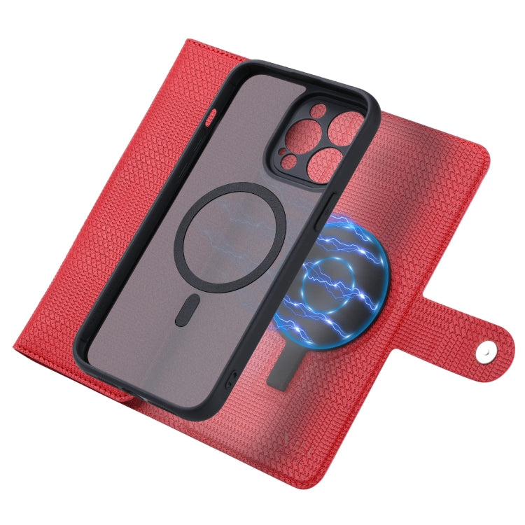 For iPhone 13 Pro Max ViLi GHB Series MagSafe Magnetic Zipper Leather Phone Case(Red) - iPhone 13 Pro Max Cases by ViLi | Online Shopping South Africa | PMC Jewellery | Buy Now Pay Later Mobicred