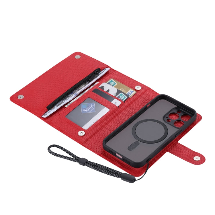 For iPhone 14 ViLi GHB Series MagSafe Magnetic Zipper Leather Phone Case(Red) - iPhone 14 Cases by ViLi | Online Shopping South Africa | PMC Jewellery | Buy Now Pay Later Mobicred