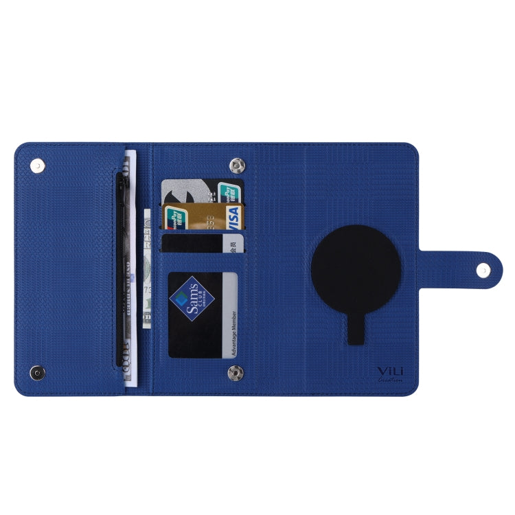 For iPhone 14 Plus ViLi GHB Series MagSafe Magnetic Zipper Leather Phone Case(Blue) - iPhone 14 Plus Cases by ViLi | Online Shopping South Africa | PMC Jewellery | Buy Now Pay Later Mobicred