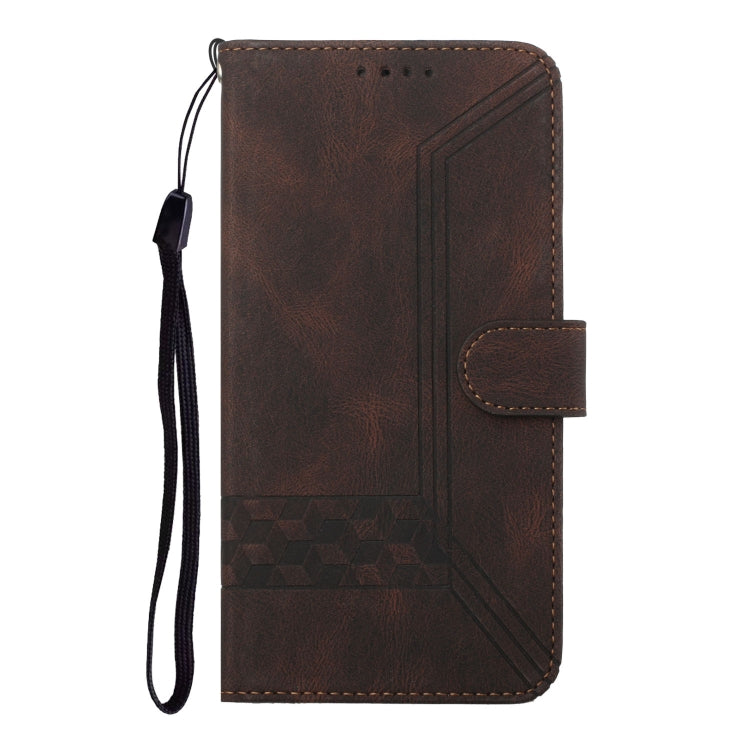 For Huawei Pura 70 Cubic Skin Feel Flip Leather Phone Case(Brown) - Huawei Cases by PMC Jewellery | Online Shopping South Africa | PMC Jewellery | Buy Now Pay Later Mobicred