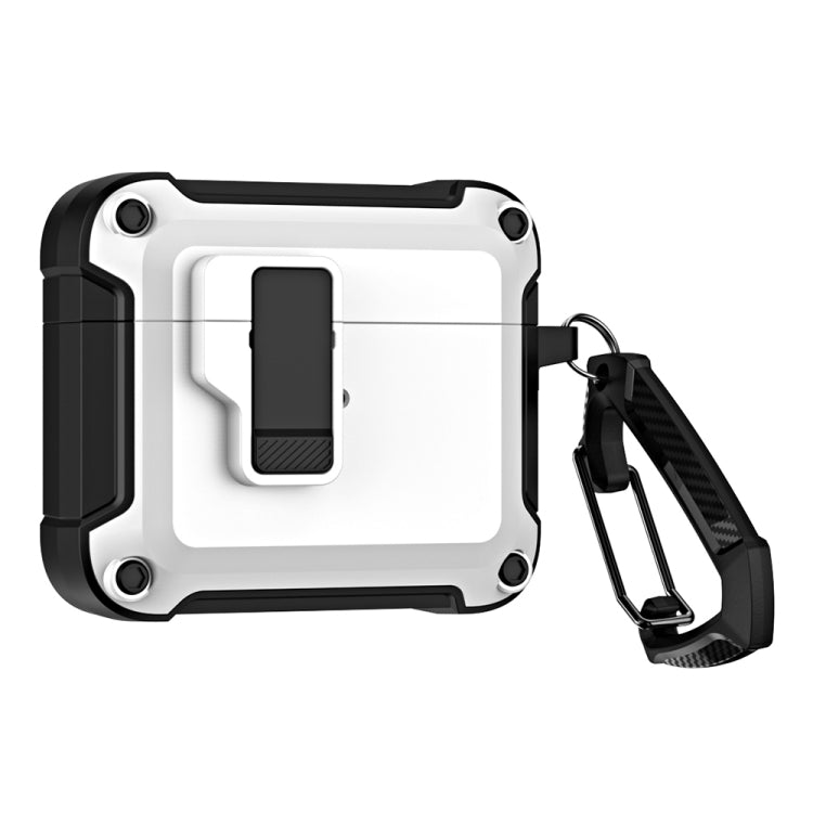 For AirPods 3 TPU + PC Wireless Bluetooth Earphone Protective Case with Switch Lock & Hook(White) - For AirPods 3 by PMC Jewellery | Online Shopping South Africa | PMC Jewellery | Buy Now Pay Later Mobicred
