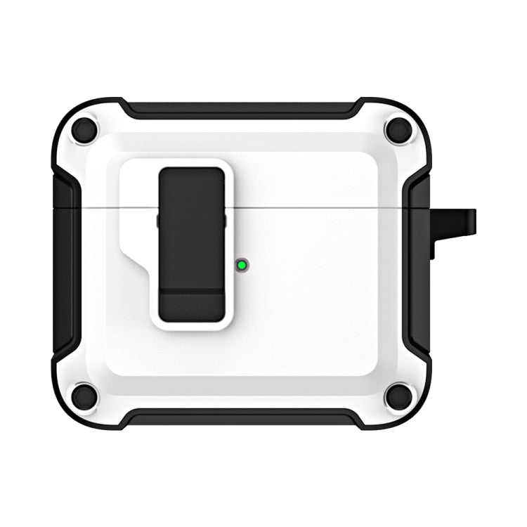 For AirPods 3 TPU + PC Wireless Bluetooth Earphone Protective Case with Switch Lock & Hook(White) - For AirPods 3 by PMC Jewellery | Online Shopping South Africa | PMC Jewellery | Buy Now Pay Later Mobicred