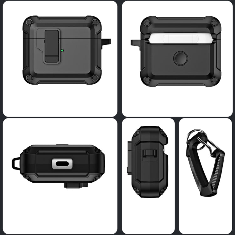 For AirPods 3 TPU + PC Wireless Bluetooth Earphone Protective Case with Switch Lock & Hook(Yellow) - For AirPods 3 by PMC Jewellery | Online Shopping South Africa | PMC Jewellery | Buy Now Pay Later Mobicred