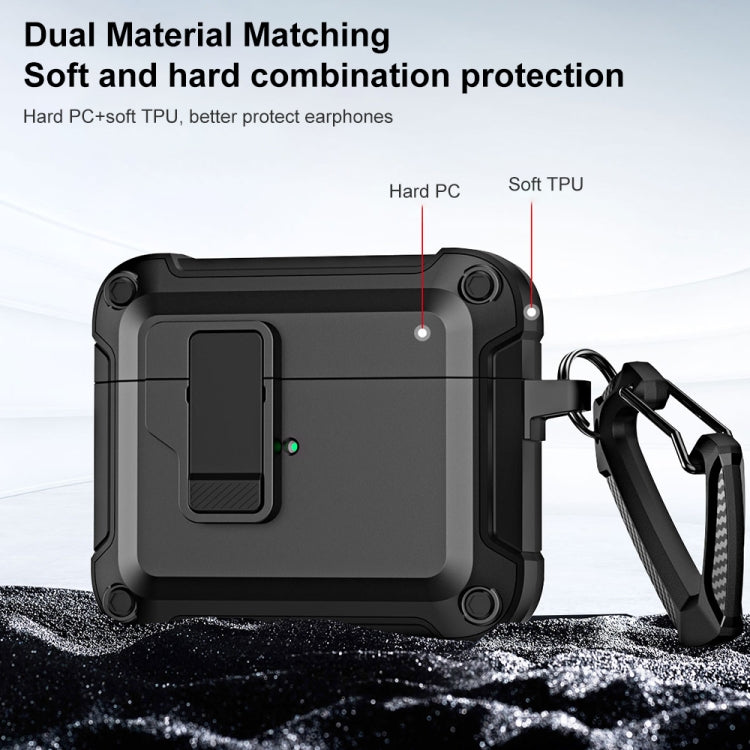 For AirPods 3 TPU + PC Wireless Bluetooth Earphone Protective Case with Switch Lock & Hook(White) - For AirPods 3 by PMC Jewellery | Online Shopping South Africa | PMC Jewellery | Buy Now Pay Later Mobicred