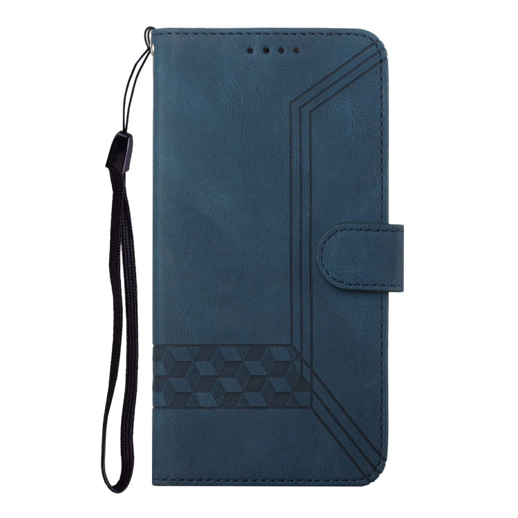 For iPhone 16 Pro Cubic Skin Feel Flip Leather Phone Case(Blue) - iPhone 16 Pro Cases by PMC TechLife | Online Shopping South Africa | PMC TechLife | Buy Now Pay Later Mobicred