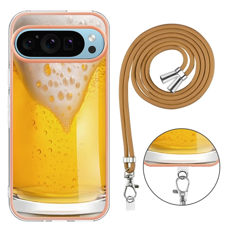 For Google Pixel 9 Pro XL Electroplating Dual-side IMD Phone Case with Lanyard(Draft Beer) - Google Cases by PMC Jewellery | Online Shopping South Africa | PMC Jewellery | Buy Now Pay Later Mobicred