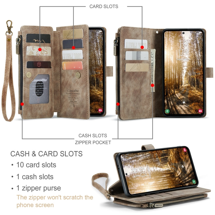 For Samsung Galaxy S24+ 5G CaseMe C30 Card Slots Zipper Wallet Leather Phone Case(Brown) - Galaxy S24+ 5G Cases by CaseMe | Online Shopping South Africa | PMC Jewellery | Buy Now Pay Later Mobicred