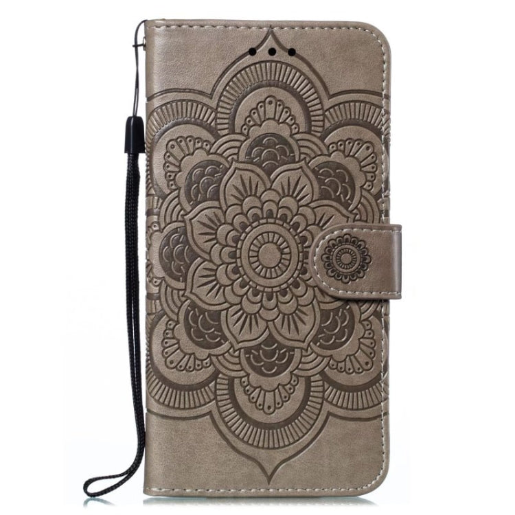 For iPhone 16 Mandala Embossing Pattern Horizontal Flip Leather Phone Case(Gray) - iPhone 16 Cases by PMC TechLife | Online Shopping South Africa | PMC TechLife | Buy Now Pay Later Mobicred