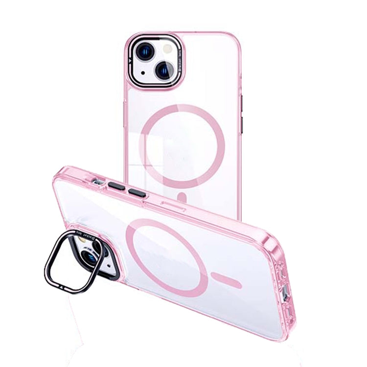 For iPhone 14 Plus MagSafe Magnetic Invisible Holder Transparent Phone Case(Pink) - free shipping - PMC TechLife - Order now!
