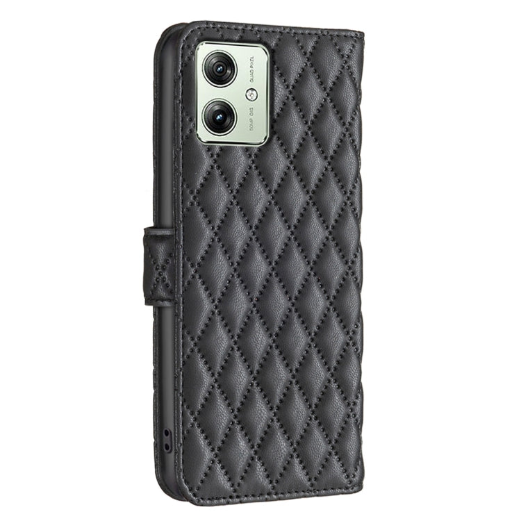 For Motorola Moto G54 5G EU Edition Diamond Lattice Wallet Flip Leather Phone Case(Black) - Motorola Cases by PMC Jewellery | Online Shopping South Africa | PMC Jewellery | Buy Now Pay Later Mobicred