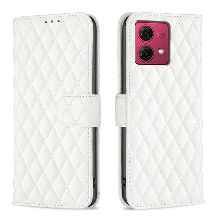 For Motorola Moto G84 Diamond Lattice Wallet Flip Leather Phone Case(White) - Motorola Cases by PMC Jewellery | Online Shopping South Africa | PMC Jewellery | Buy Now Pay Later Mobicred