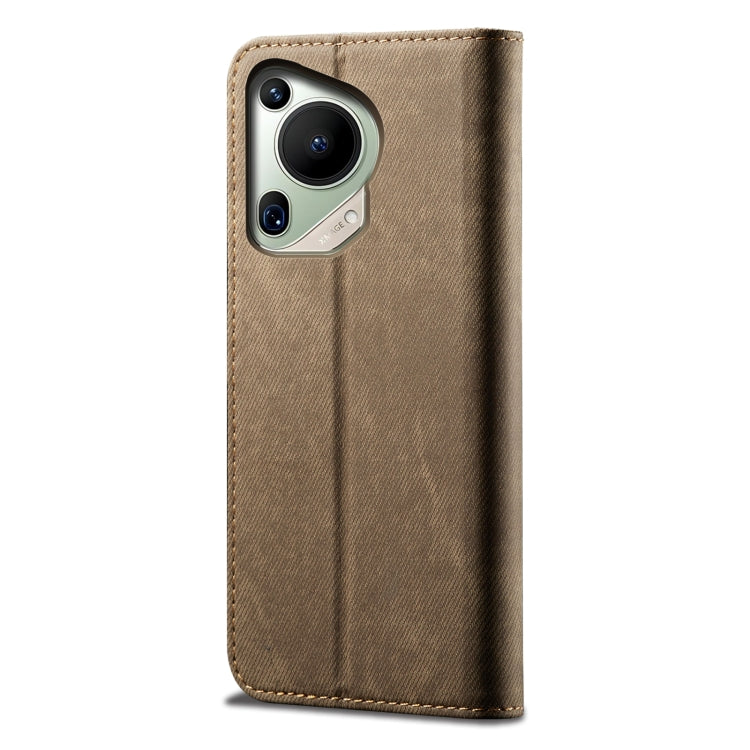 For Huawei Pura 70 Ultra Denim Texture Leather Phone Case(Khaki) - Huawei Cases by PMC Jewellery | Online Shopping South Africa | PMC Jewellery | Buy Now Pay Later Mobicred