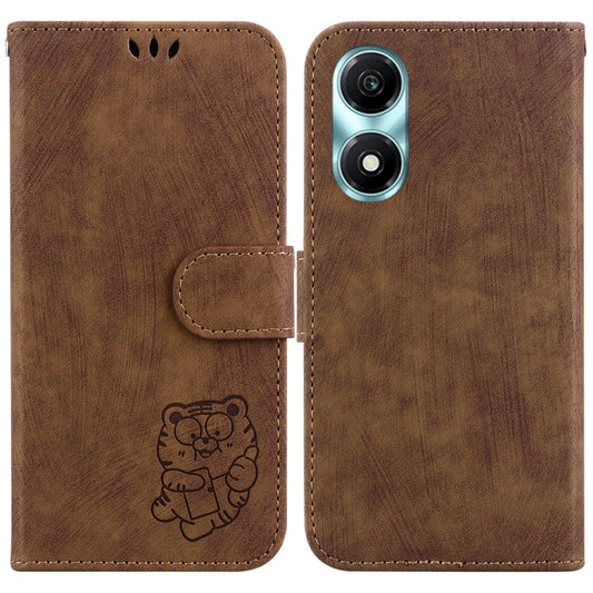 For Honor X5 Plus / Play 40C Little Tiger Embossed Leather Phone Case(Brown) - Honor Cases by PMC Jewellery | Online Shopping South Africa | PMC Jewellery