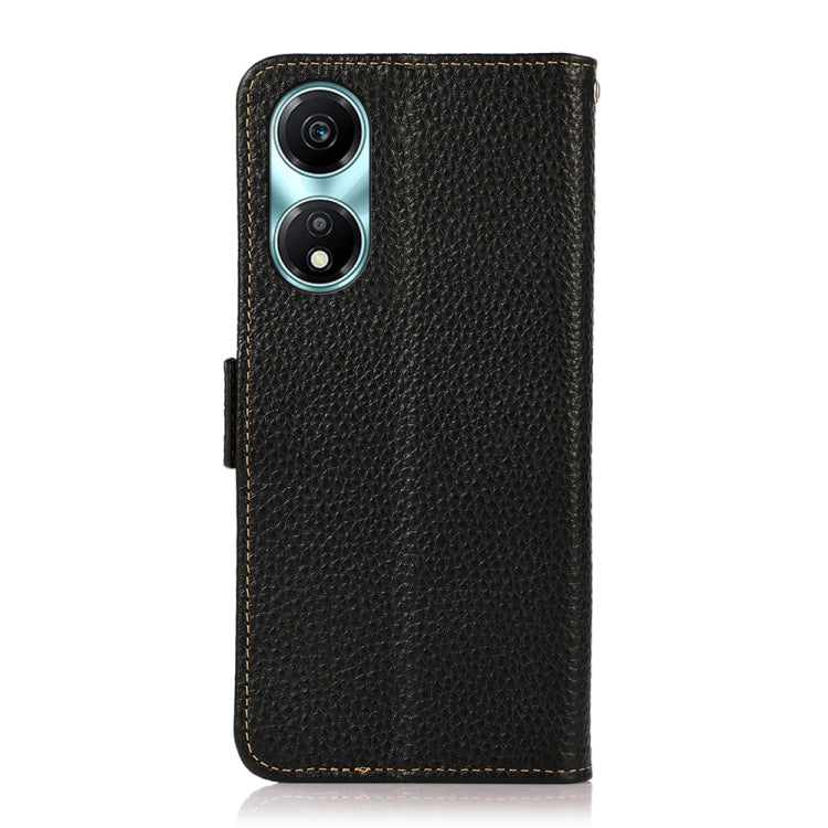 For Honor X5 Plus KHAZNEH Side-Magnetic Litchi Genuine Leather RFID Phone Case(Black) - Honor Cases by PMC TechLife | Online Shopping South Africa | PMC TechLife | Buy Now Pay Later Mobicred