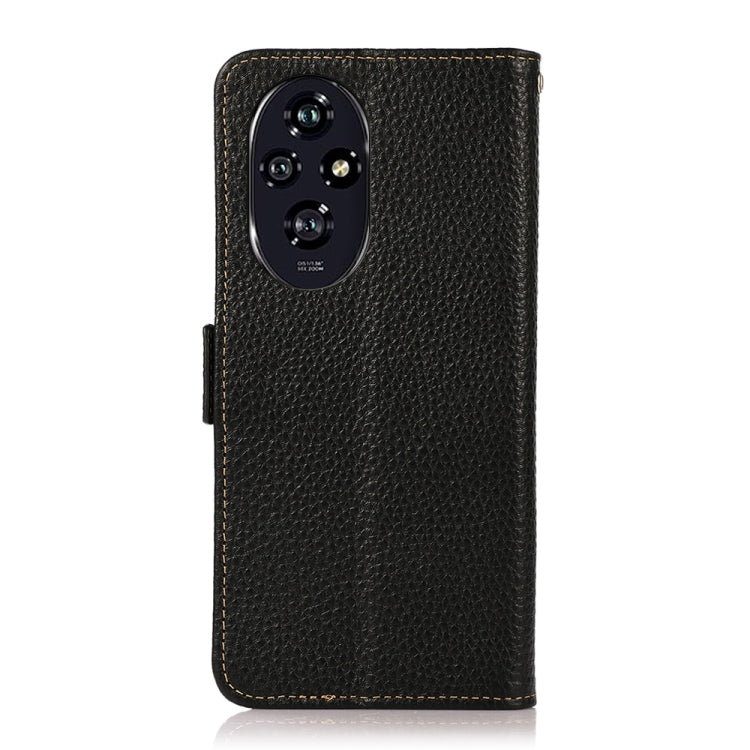For Honor 200 Pro KHAZNEH Side-Magnetic Litchi Genuine Leather RFID Phone Case(Black) - free shipping - PMC TechLife - Order now!