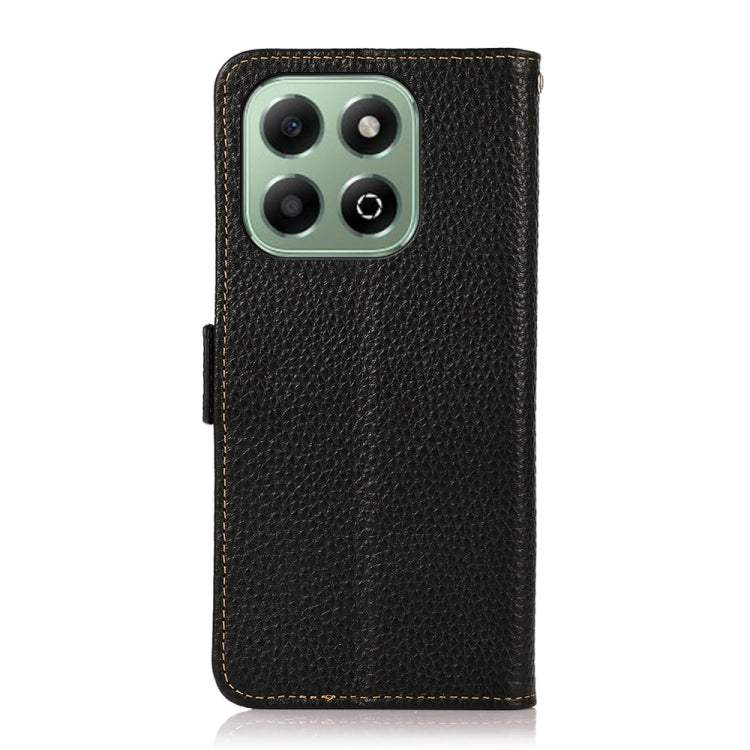 For Honor X6b KHAZNEH Side-Magnetic Litchi Genuine Leather RFID Phone Case(Black) - Honor Cases by PMC TechLife | Online Shopping South Africa | PMC TechLife | Buy Now Pay Later Mobicred