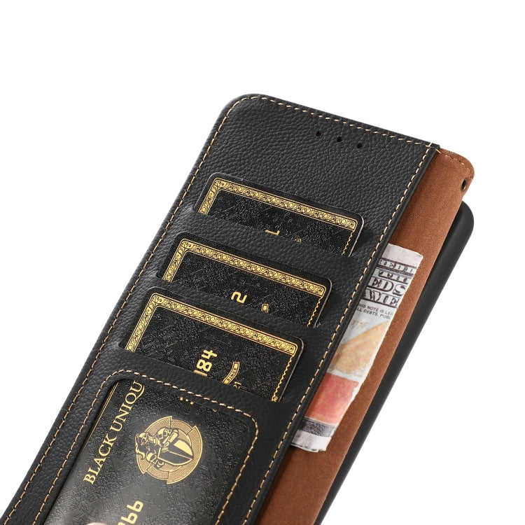 For Honor X5 Plus KHAZNEH Custer Genuine Leather RFID Phone Case(Black) - Honor Cases by PMC TechLife | Online Shopping South Africa | PMC TechLife | Buy Now Pay Later Mobicred