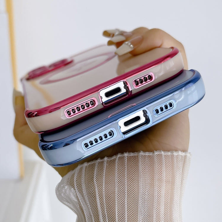 For iPhone 15 Plus Electroplate Side Roses Flower MagSafe Phone Case(Pink) - iPhone 15 Plus Cases by PMC TechLife | Online Shopping South Africa | PMC TechLife